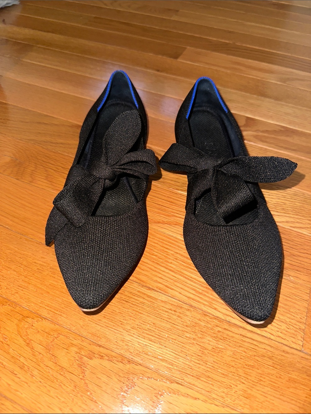 Rothy’s Black Pointed Bow Flats - Women Shoes, size 9